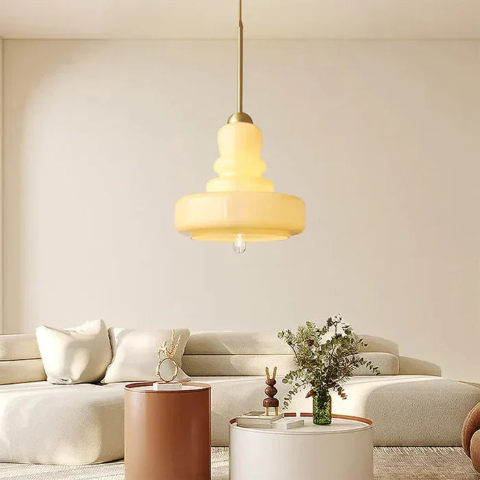 Designer Hanging Lamp with Milk Glass Bauhaus