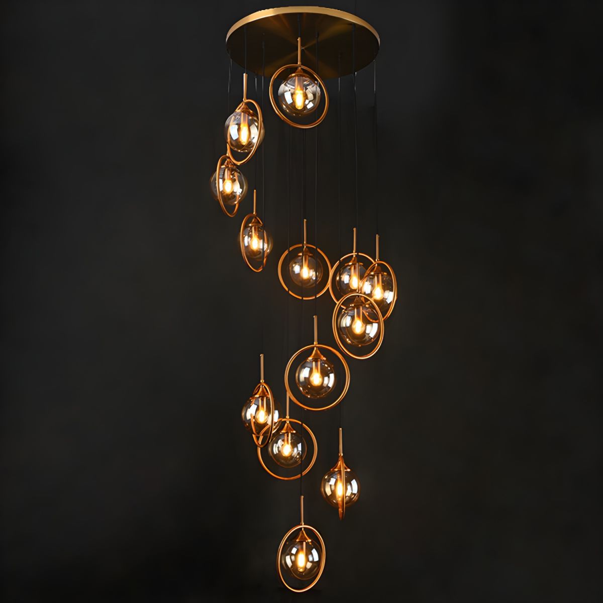 Valentina Modern Spiral Ball Glass Staircase Chandelier