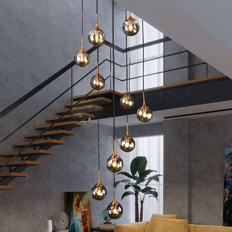 Valentina Modern Spiral Ball Glass Staircase Chandelier