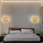 Kyris Round Minimalist Wall Sconce Black/Gold/White. Living Room