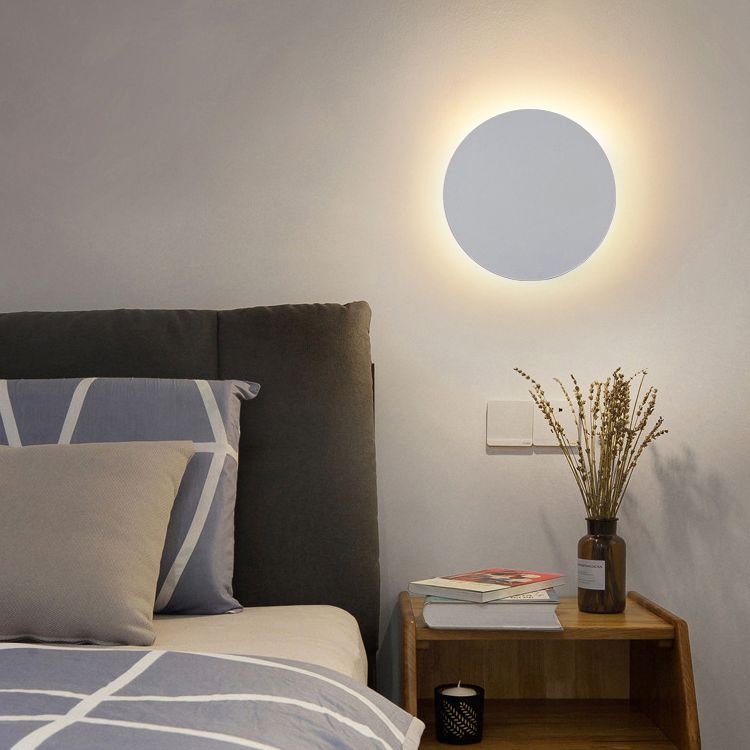 Kyris Round Minimalist Wall Sconce Black/Gold/White. Living Room
