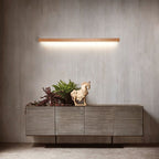 Dwyn Minimalist Linear Wall Mirror Sconce Wood Living Room
