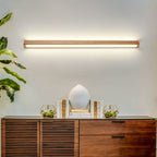 Dwyn Minimalist Linear Wall Mirror Sconce Wood Living Room