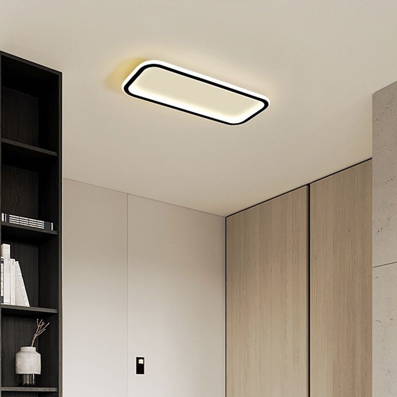 Arisha Modern LED Rectangular Ceiling Light Living Room/Bedroom Black Metal & Silicone