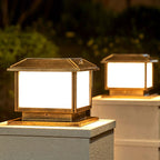 Ray Vintage Rectangle Metal Outdoor Solar Lamps, Black/Bronze