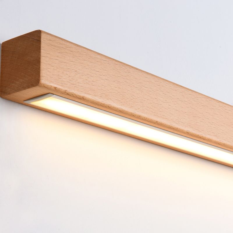 Dwyn Minimalist Linear Wall Mirror Sconce Wood Living Room