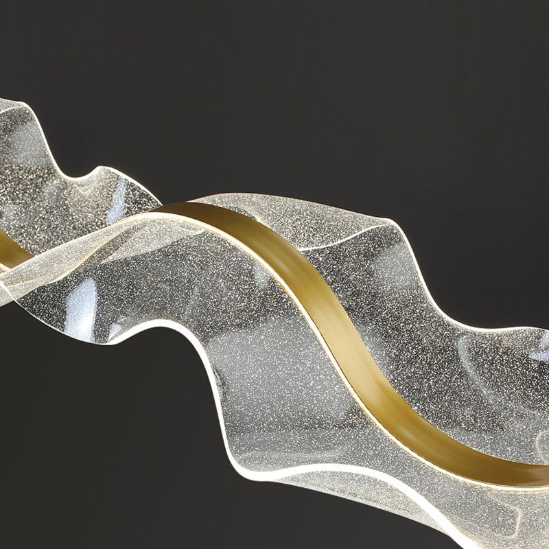 Yela Modern Wave Suspension Fixtures Metal/Acrylic White/Gold Living Room