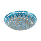 Tiffany Modern Mediterranean Glass Flush Mount Ceiling Light Blue/Yellow/White