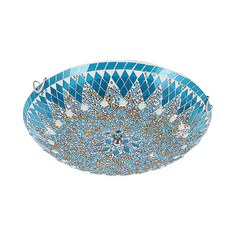 Tiffany Modern Mediterranean Glass Flush Mount Ceiling Light Blue/Yellow/White