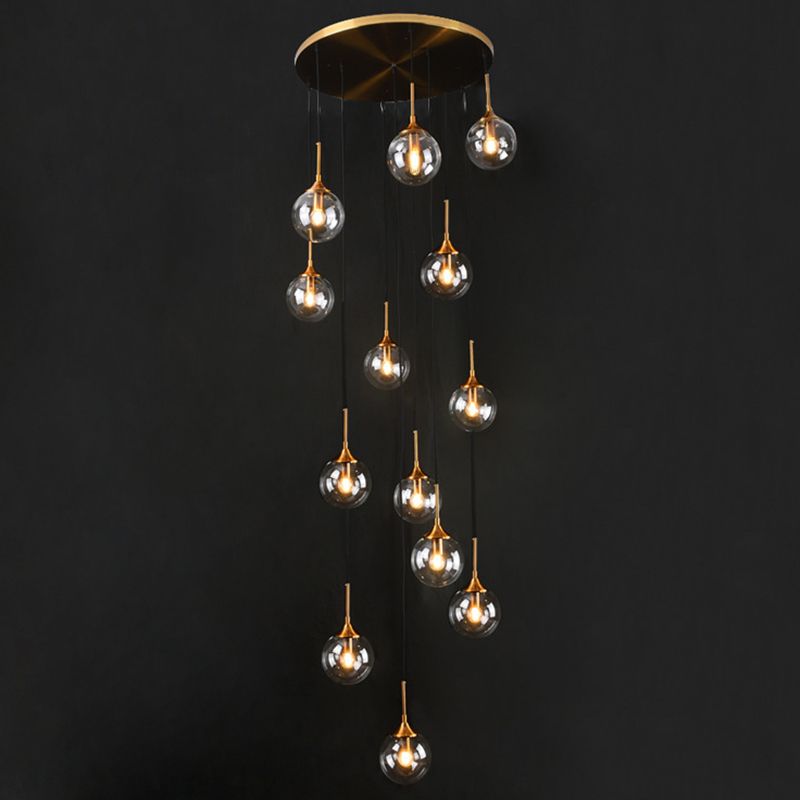 Valentina Modern Spiral Ball Glass Staircase Chandelier