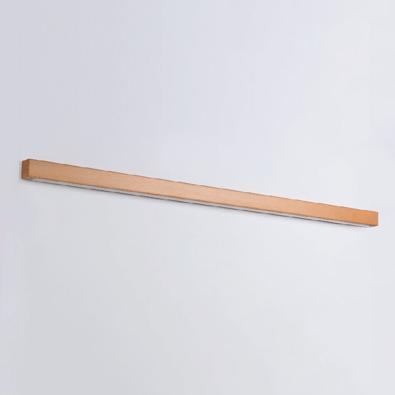 Dwyn Minimalist Linear Wall Mirror Sconce Wood Living Room