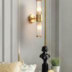 Kristy American Cylindrical Elegant Gold Glass/Metal Vanity Wall Lamp