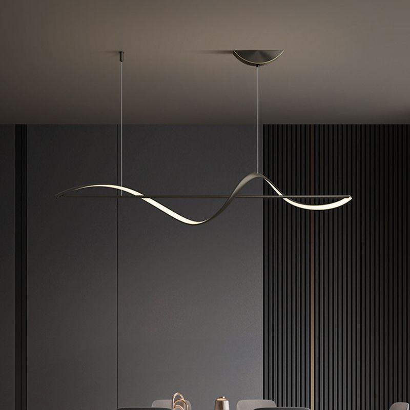 Zelin Minimalist Linear Suspension Metal/Acrylic Black/Gold Living Room