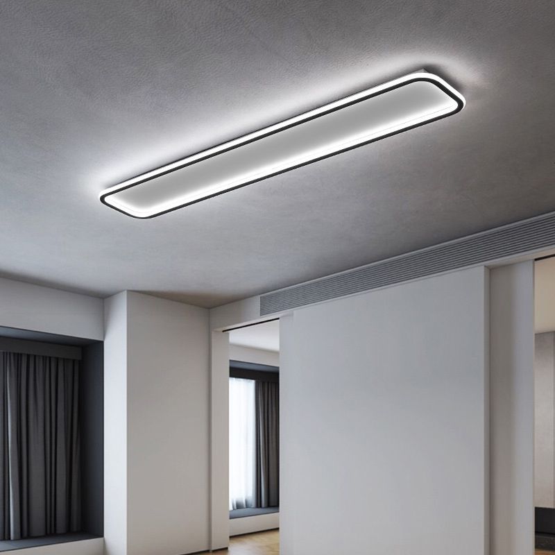 Arisha Modern LED Rectangular Ceiling Light Living Room/Bedroom Black Metal & Silicone