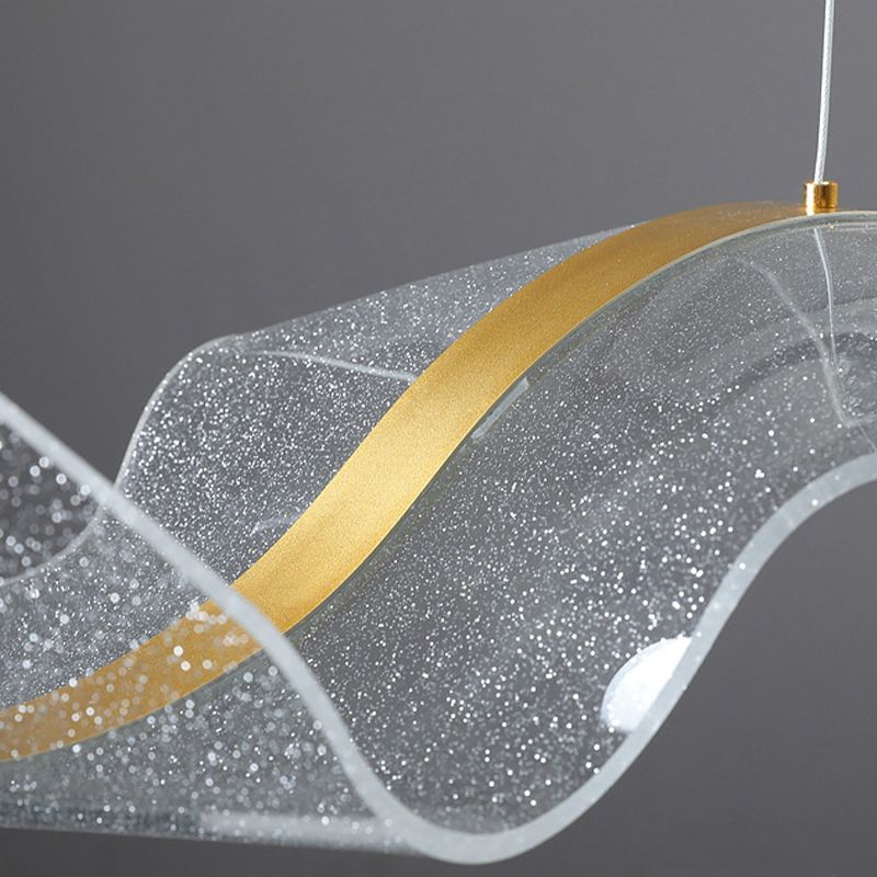 Yela Modern Wave Suspension Fixtures Metal/Acrylic White/Gold Living Room