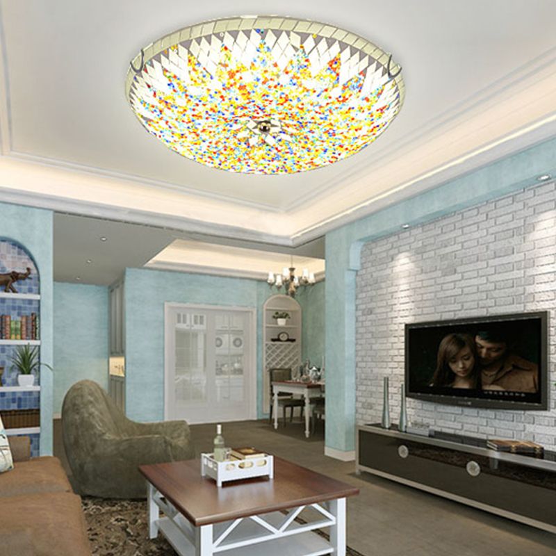 Tiffany Modern Mediterranean Glass Flush Mount Ceiling Light Blue/Yellow/White