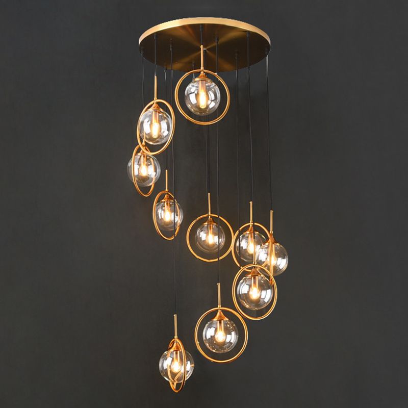 Valentina Modern Spiral Ball Glass Staircase Chandelier