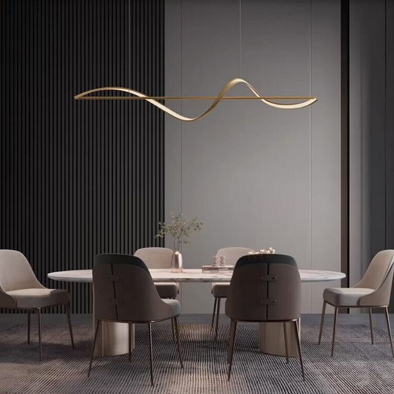 Zelin Minimalist Linear Suspension Metal/Acrylic Black/Gold Living Room
