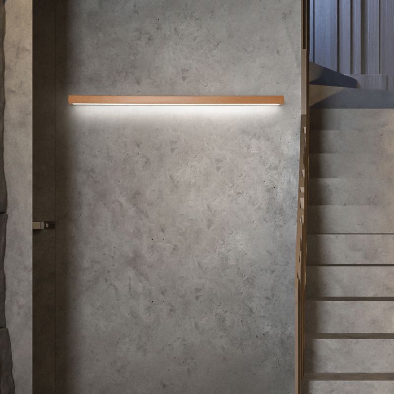 Dwyn Minimalist Linear Wall Mirror Sconce Wood Living Room