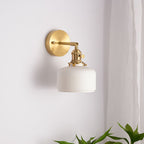 Xani Vintage Geometric Wall Sconce. Metal/Ceramic. White. Bedroom
