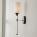 Tiffany Nordic Vanity Metal Glass Minimalism Wall Lamp, Black/Silver