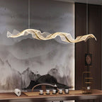 Yela Modern Wave Suspension Fixtures Metal/Acrylic White/Gold Living Room