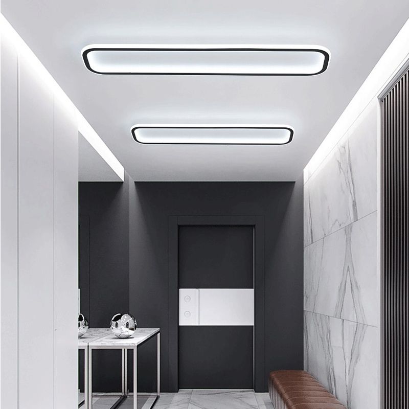 Arisha Modern LED Rectangular Ceiling Light Living Room/Bedroom Black Metal & Silicone