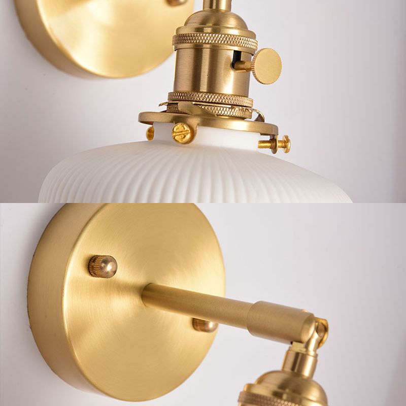 Xani Vintage Geometric Wall Sconce. Metal/Ceramic. White. Bedroom