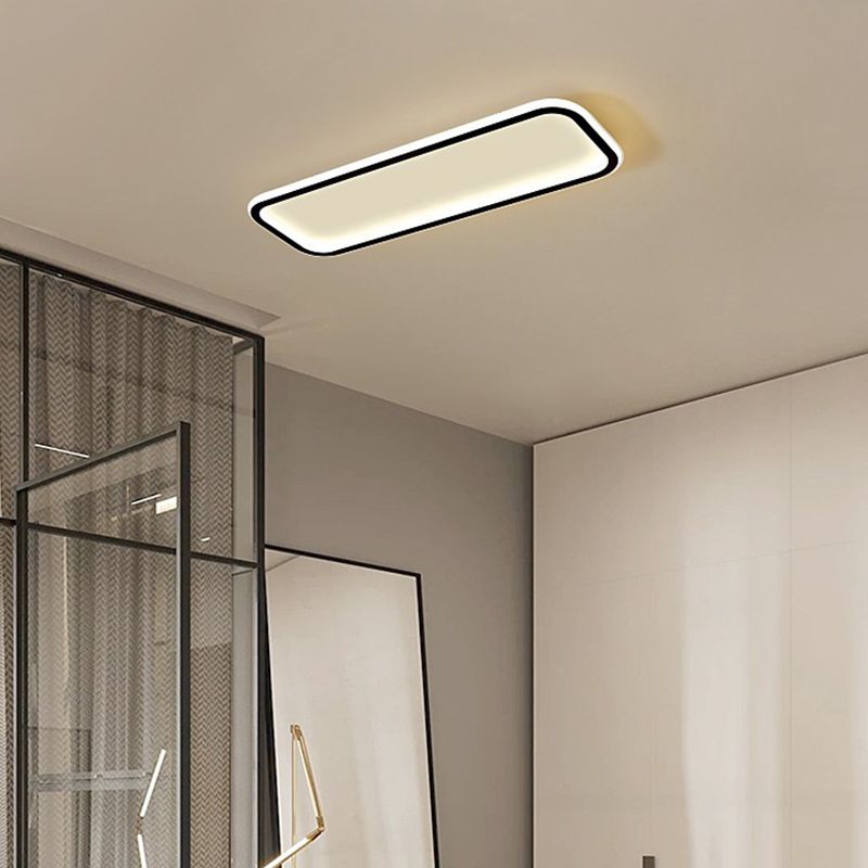 Arisha Modern LED Rectangular Ceiling Light Living Room/Bedroom Black Metal & Silicone