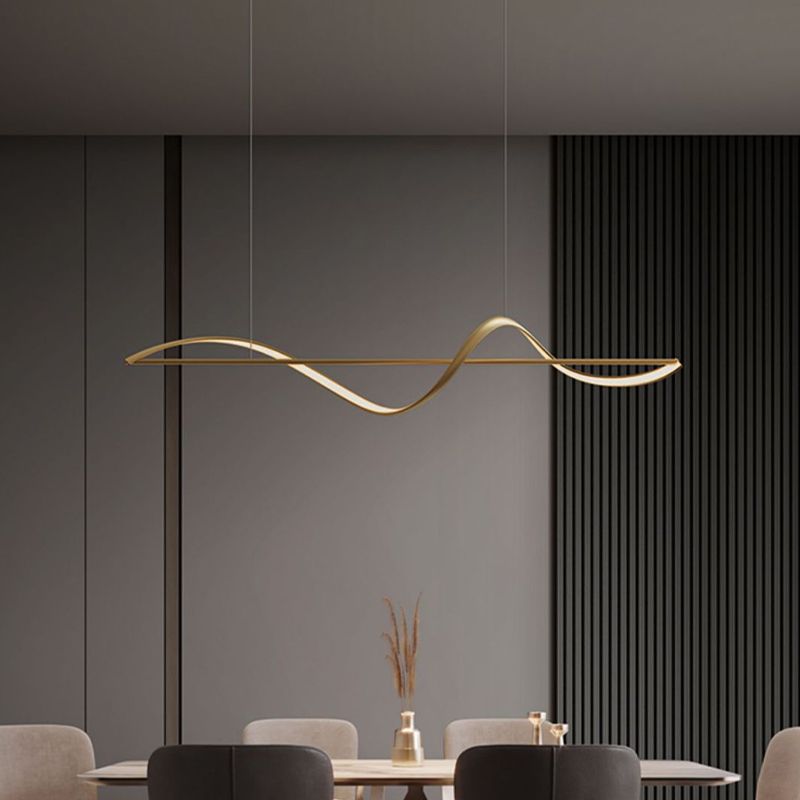 Zelin Minimalist Linear Suspension Metal/Acrylic Black/Gold Living Room