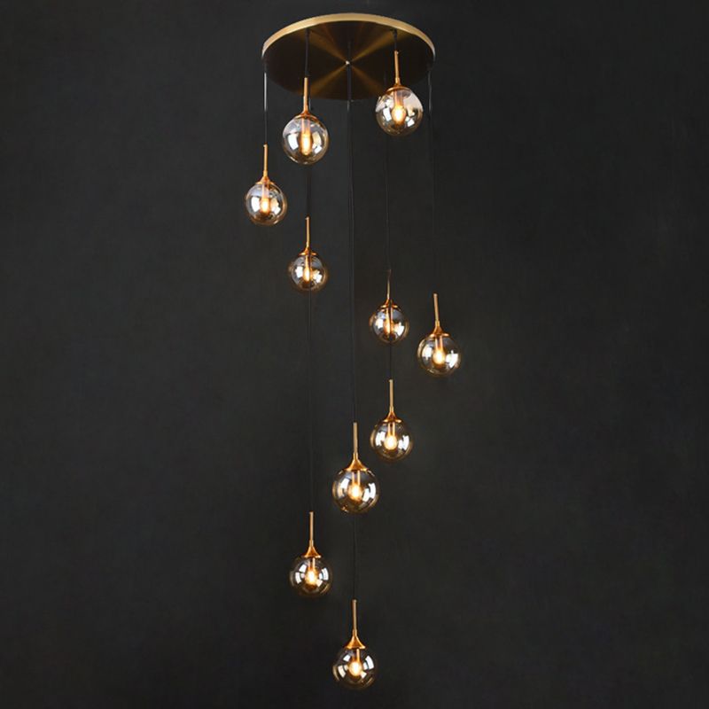 Valentina Modern Spiral Ball Glass Staircase Chandelier