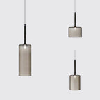 Nickle Cylindrical/Drum/Long Column Suspension Pendant Modernist 1 Light Grey/Red/Orange Glass Led Hanging Light Fixture
