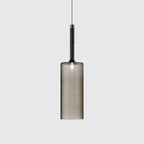 Nickle Cylindrical/Drum/Long Column Suspension Pendant Modernist 1 Light Grey/Red/Orange Glass Led Hanging Light Fixture