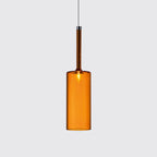 Nickle Cylindrical/Drum/Long Column Suspension Pendant Modernist 1 Light Grey/Red/Orange Glass Led Hanging Light Fixture