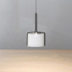 Nickle Cylindrical/Drum/Long Column Suspension Pendant Modernist 1 Light Grey/Red/Orange Glass Led Hanging Light Fixture