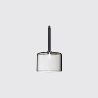 Nickle Cylindrical/Drum/Long Column Suspension Pendant Modernist 1 Light Grey/Red/Orange Glass Led Hanging Light Fixture