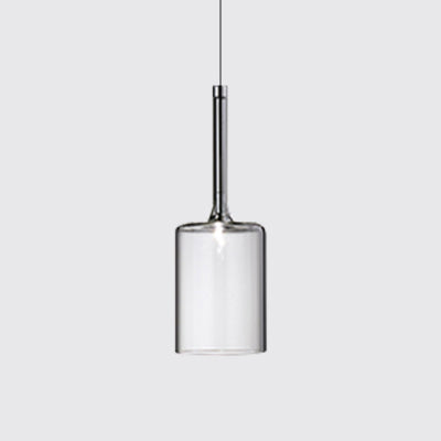Nickle Cylindrical/Drum/Long Column Suspension Pendant Modernist 1 Light Grey/Red/Orange Glass Led Hanging Light Fixture