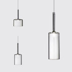 Nickle Cylindrical/Drum/Long Column Suspension Pendant Modernist 1 Light Grey/Red/Orange Glass Led Hanging Light Fixture
