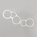Minimalism Circle Shaped Metal Wall Lamp Warm/White Light Integrated LED Wall Lighting in Grey/White, 47.5"/52" Wide