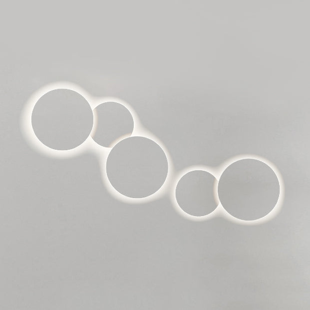 Minimalism Circle Shaped Metal Wall Lamp Warm/White Light Integrated LED Wall Lighting in Grey/White, 47.5"/52" Wide