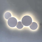 Minimalism Circle Shaped Metal Wall Lamp Warm/White Light Integrated LED Wall Lighting in Grey/White, 47.5"/52" Wide