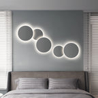 Minimalism Circle Shaped Metal Wall Lamp Warm/White Light Integrated LED Wall Lighting in Grey/White, 47.5"/52" Wide