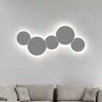 Minimalism Circle Shaped Metal Wall Lamp Warm/White Light Integrated LED Wall Lighting in Grey/White, 47.5"/52" Wide