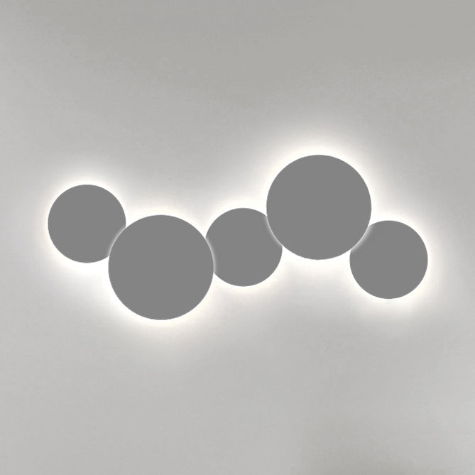 Minimalism Circle Shaped Metal Wall Lamp Warm/White Light Integrated LED Wall Lighting in Grey/White, 47.5"/52" Wide