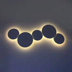 Minimalism Circle Shaped Metal Wall Lamp Warm/White Light Integrated LED Wall Lighting in Grey/White, 47.5"/52" Wide