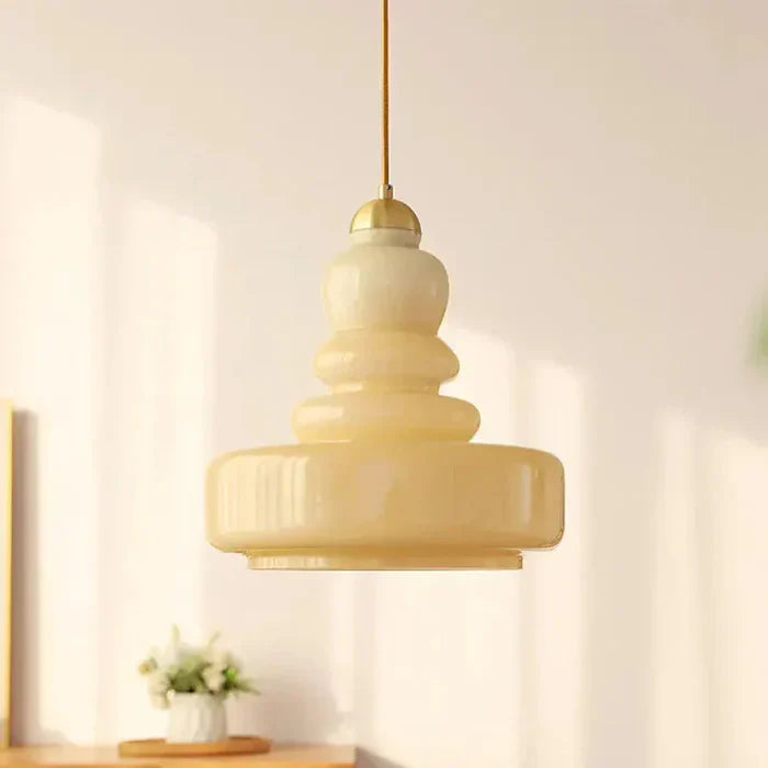 Designer Hanging Lamp with Milk Glass Bauhaus