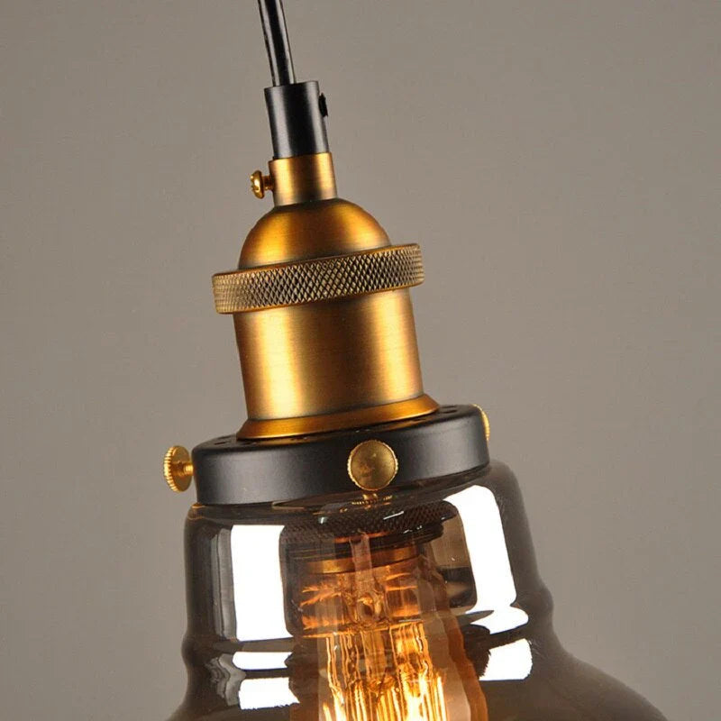 Retro Industrial Pendant Lamp with Glass – Smoky Glass Shade