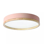 Nordic Wood Round LED Flush Ceiling Light | 1-Light