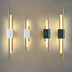 Drena Modern Linear Wall Sconce Marble. White/Green/Gold. Living Room