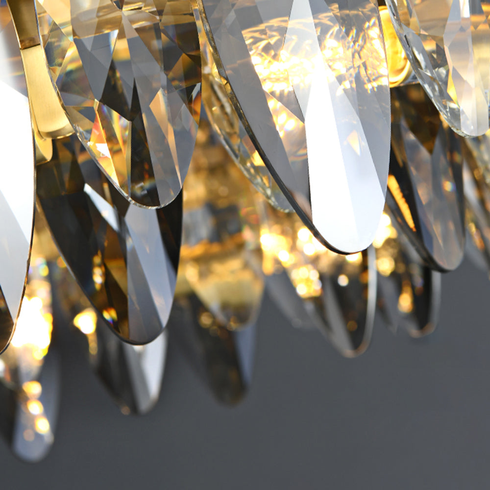 Kristy Modern Annular Metal Crystal Pendant Light, Gold